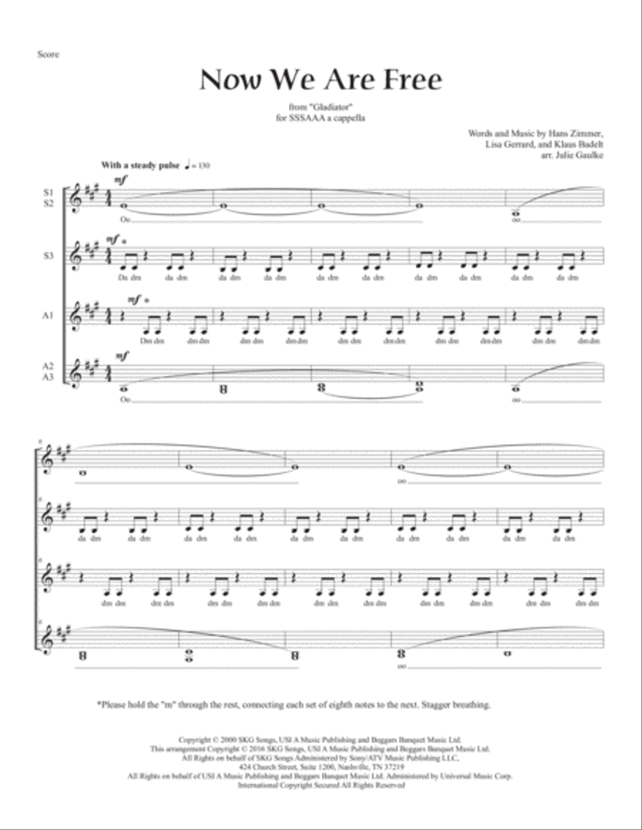 Now We Are Free SSAA scores gallery preview page 1
