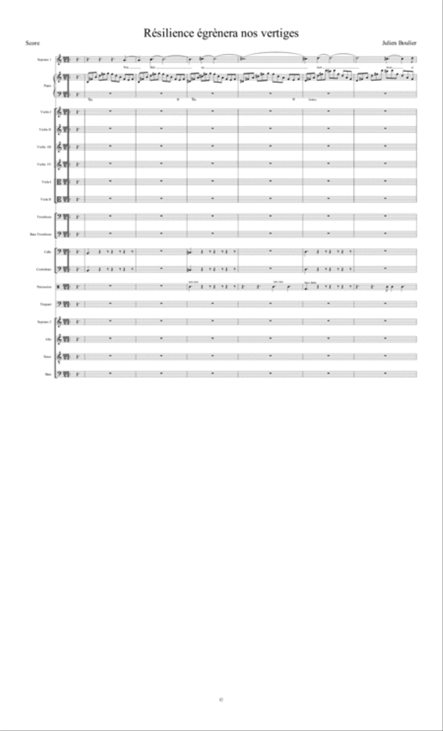 Résilience égrènera nos vertiges Piano, Vocal, Guitar scores gallery preview page 1