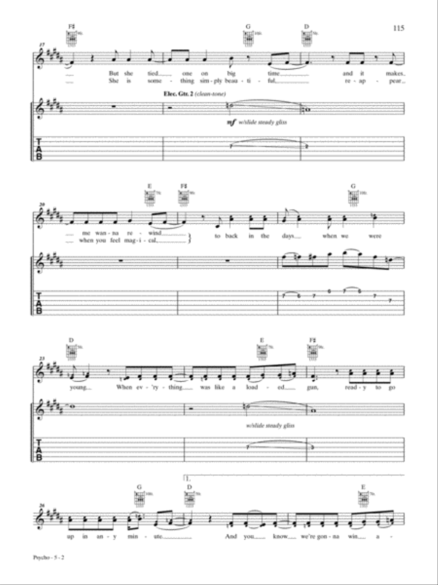Psycho Psycho Guitar Tablature scores gallery preview page 2