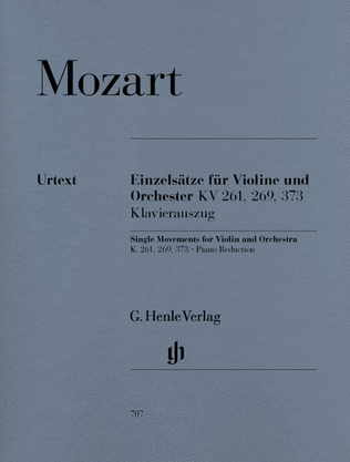 Book cover for Single Movements for Violin and Orchestra K261, 269 and 373