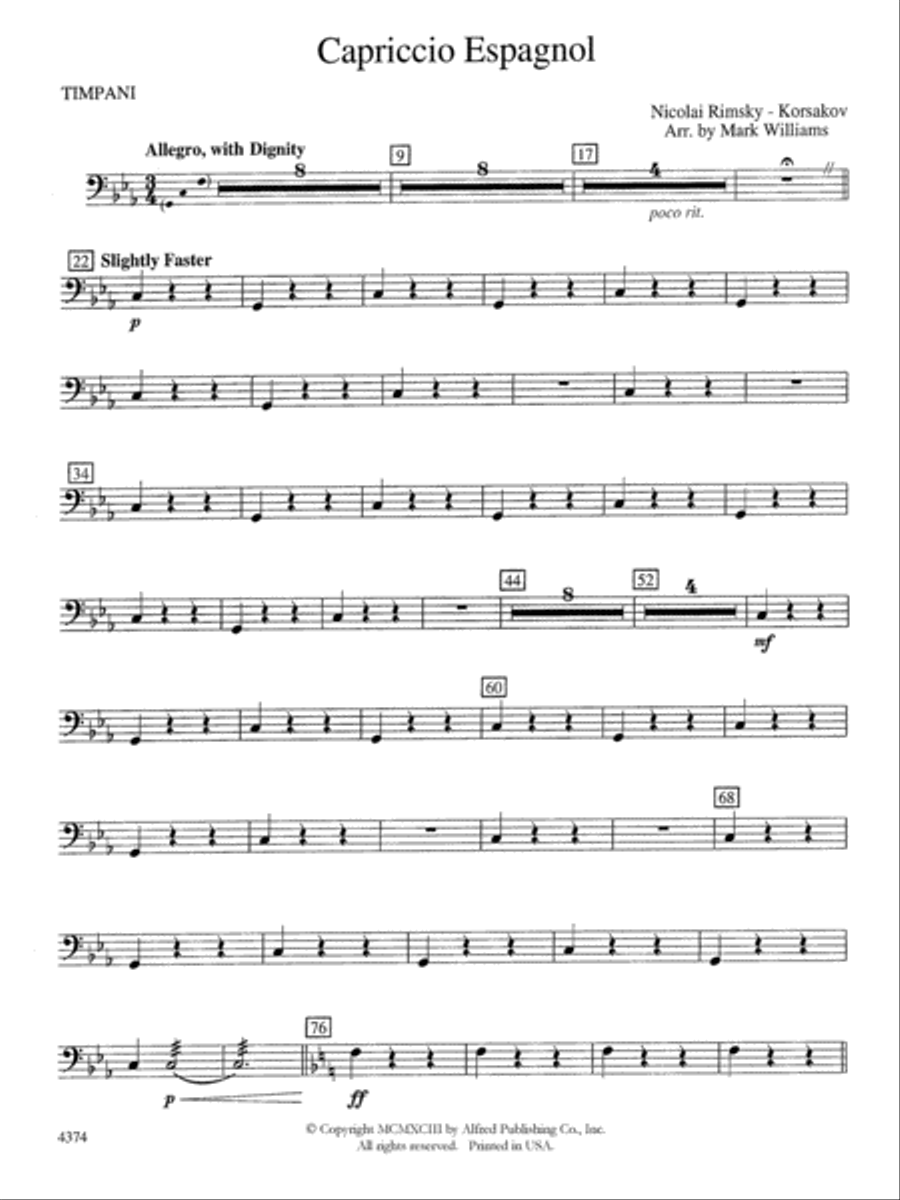 Capriccio Espagnol: Timpani Concert Band scores gallery preview page 1
