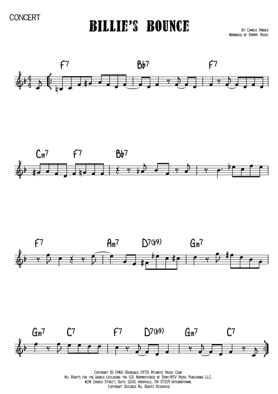 Billie's Bounce (bill's Bounce) Piano scores gallery preview page 1