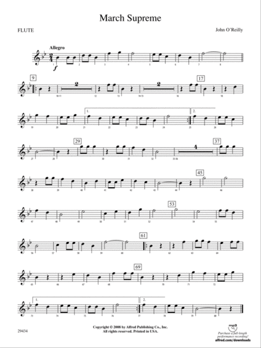 March Supreme: Flute Concert Band scores gallery preview page 1