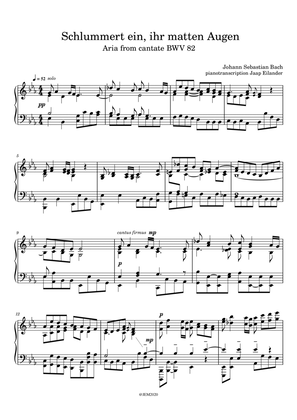 J.S. Bach, Aria 'Schlummert ein, ihr matten Augen, BWV 82, arrangment / transcription for piano by J