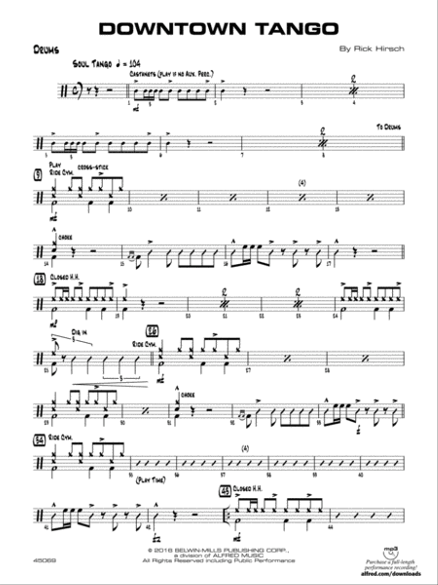 Downtown Tango: Drums Downtown Tango: Drums Jazz Ensemble scores gallery preview page 1