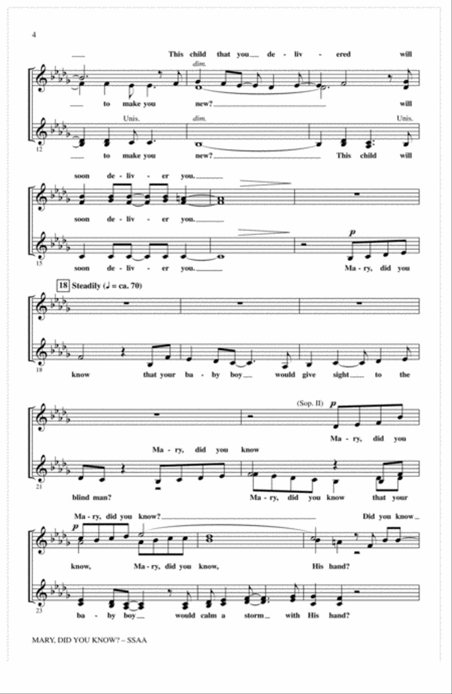 Mary, Did You Know? (Arr. Mac Huff) SSA scores gallery preview page 2