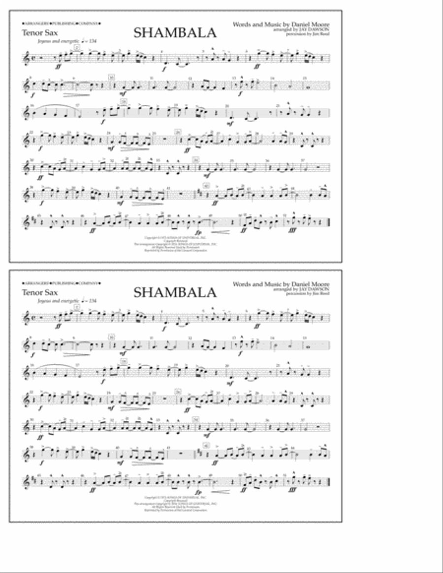 Shambala - Tenor Sax Marching Band scores gallery preview page 1
