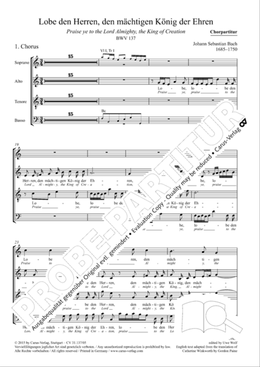 Praise ye, Almighty God, King and our ruler exalted (Lobe den Herren, den machtigen Konig der Ehren) ATB scores gallery preview page 2