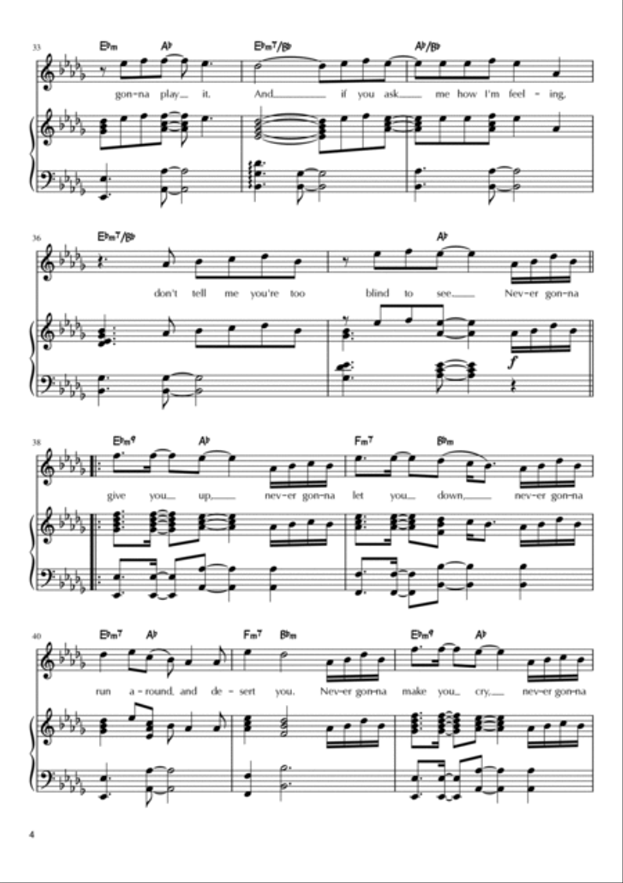 Never Gonna Give You Up Voice scores gallery preview page 4