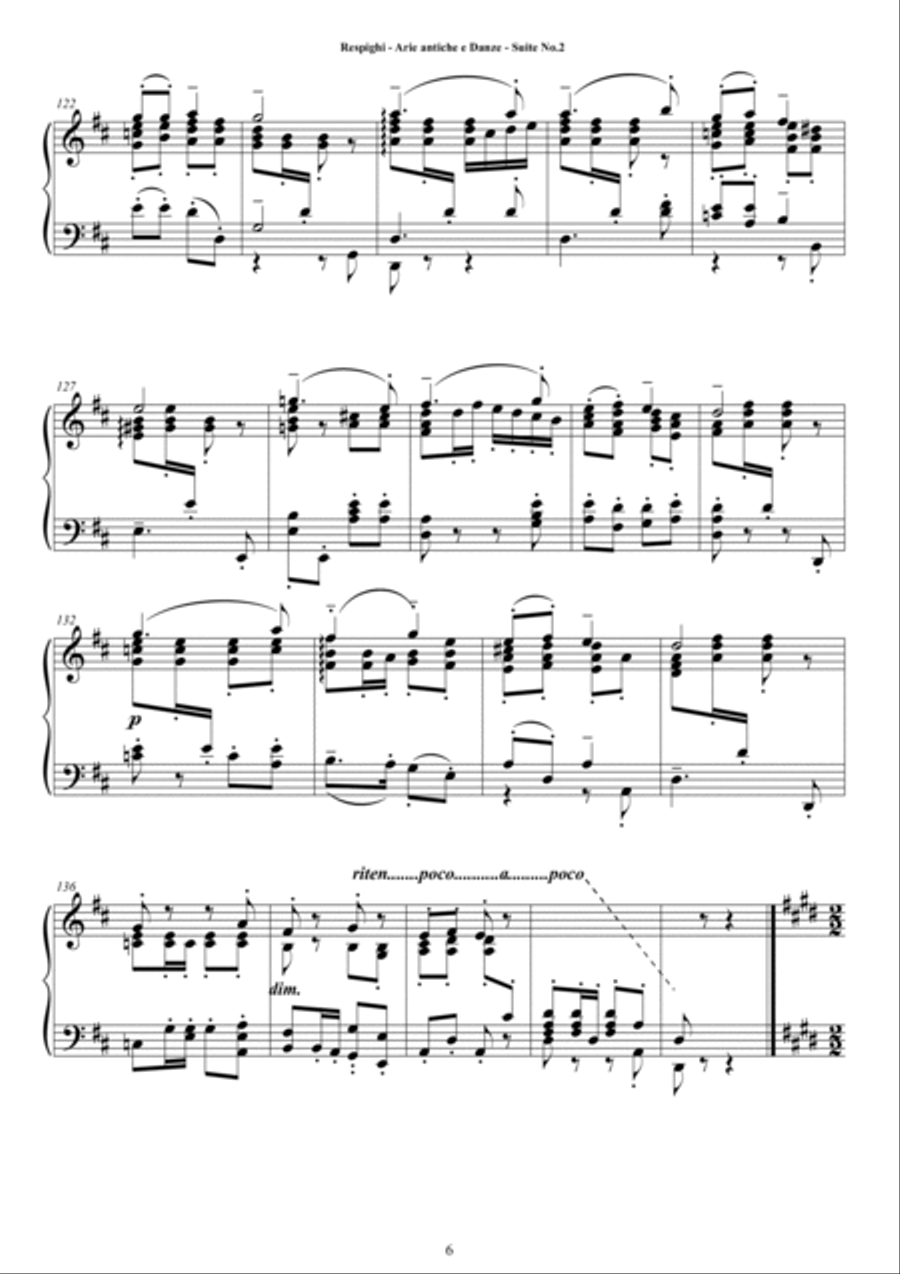 Respighi - Suite No.2 - Antiche Arie e Danze for Piano Piano Solo scores gallery preview page 6