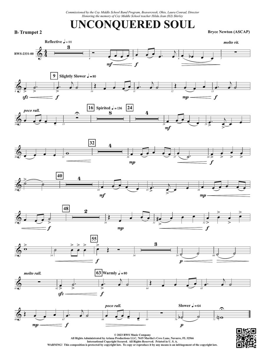 Unconquered Soul: 2nd B-flat Trumpet B-Flat Trumpet scores gallery preview page 1