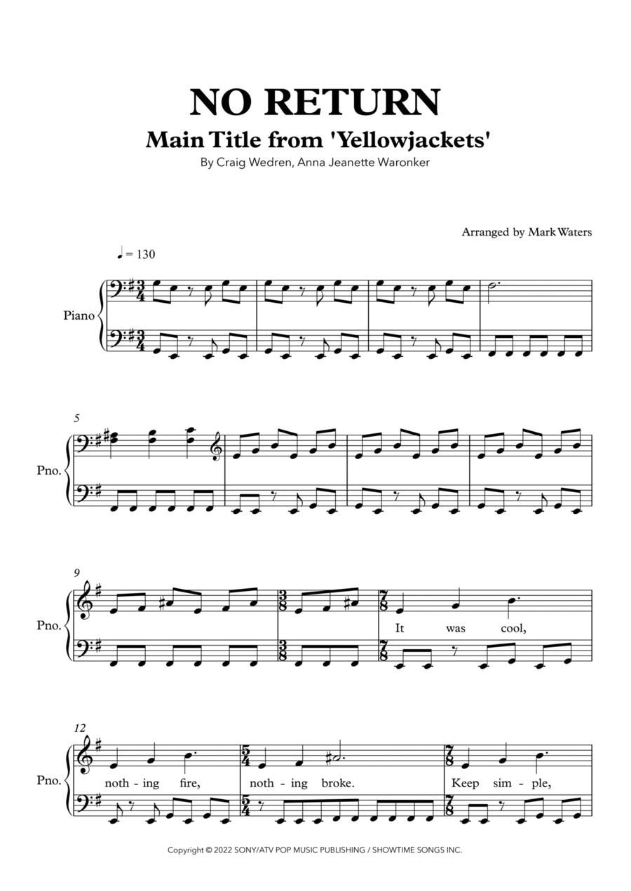 No Return - Yellowjackets Main Title Voice scores gallery preview page 1