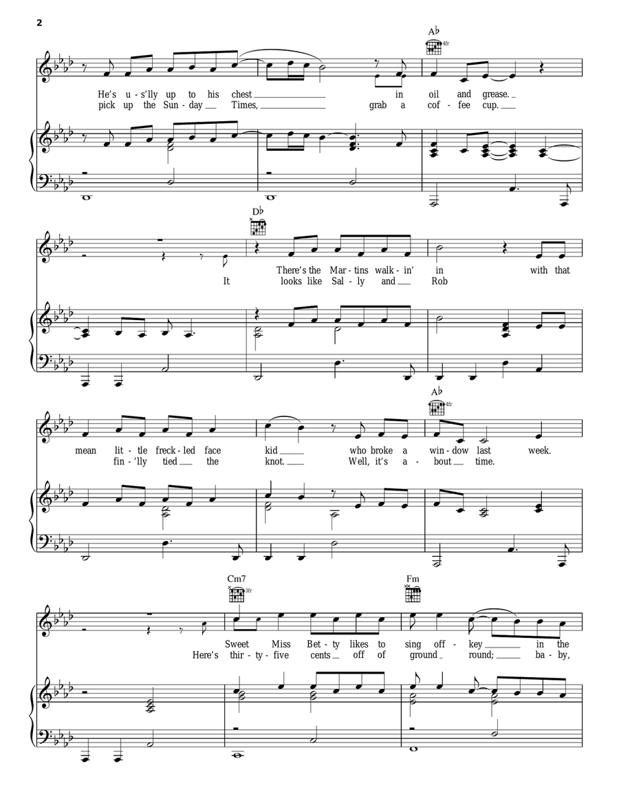 That's What I Love About Sunday Piano, Vocal, Guitar scores gallery preview page 2