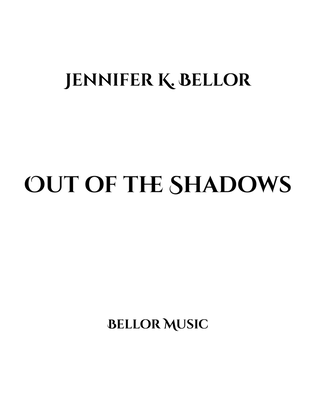 Book cover for Out of the Shadows - jazz trumpet, string quartet, vibraphone, piano, bass, drums
