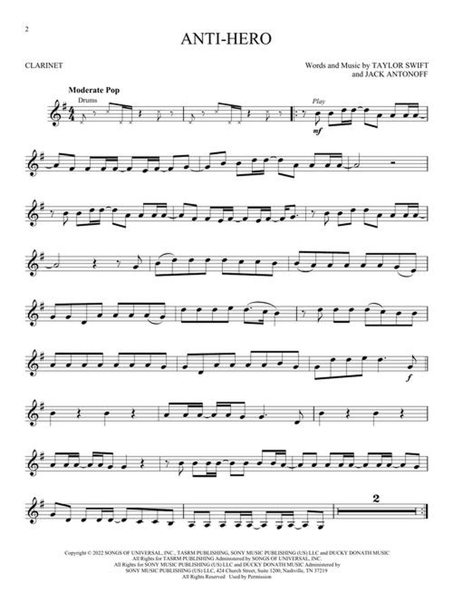 Taylor Swift – Selections from Midnights & The Tortured Poets Department Clarinet Solo scores gallery preview page 4