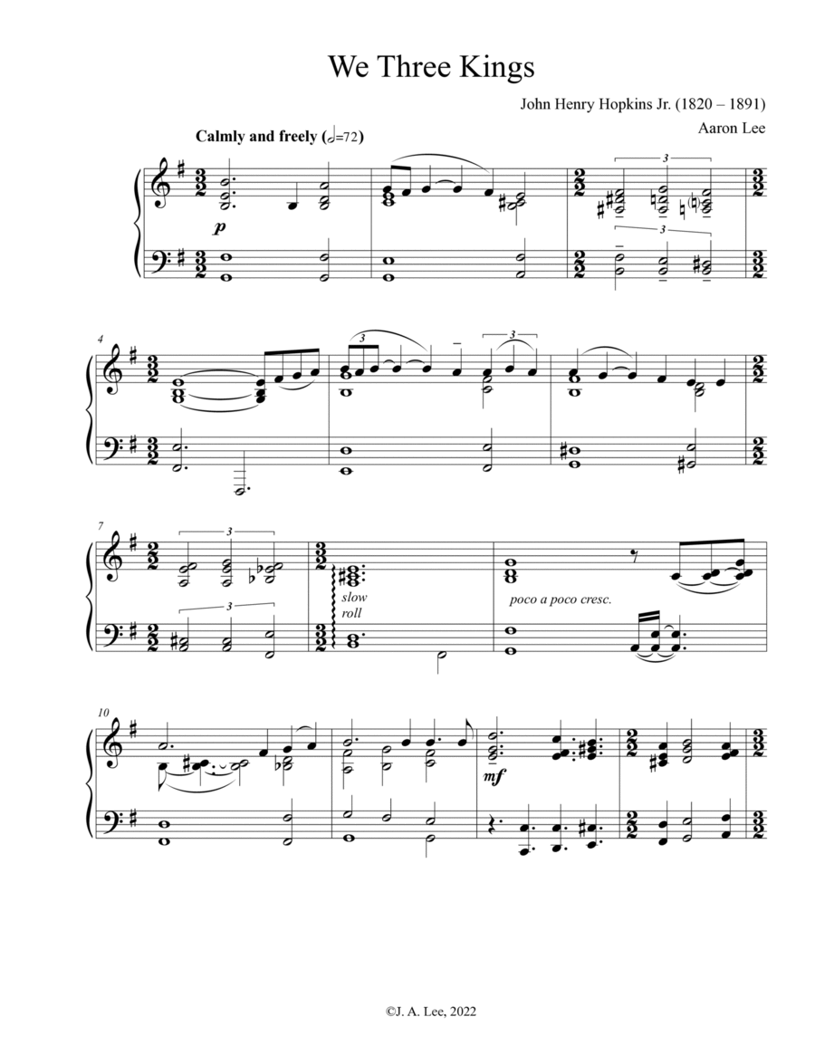 We Three Kings (for solo piano)