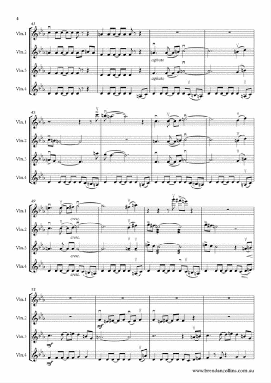 Mugungwha Train for Four Violins String Quartet scores gallery preview page 4