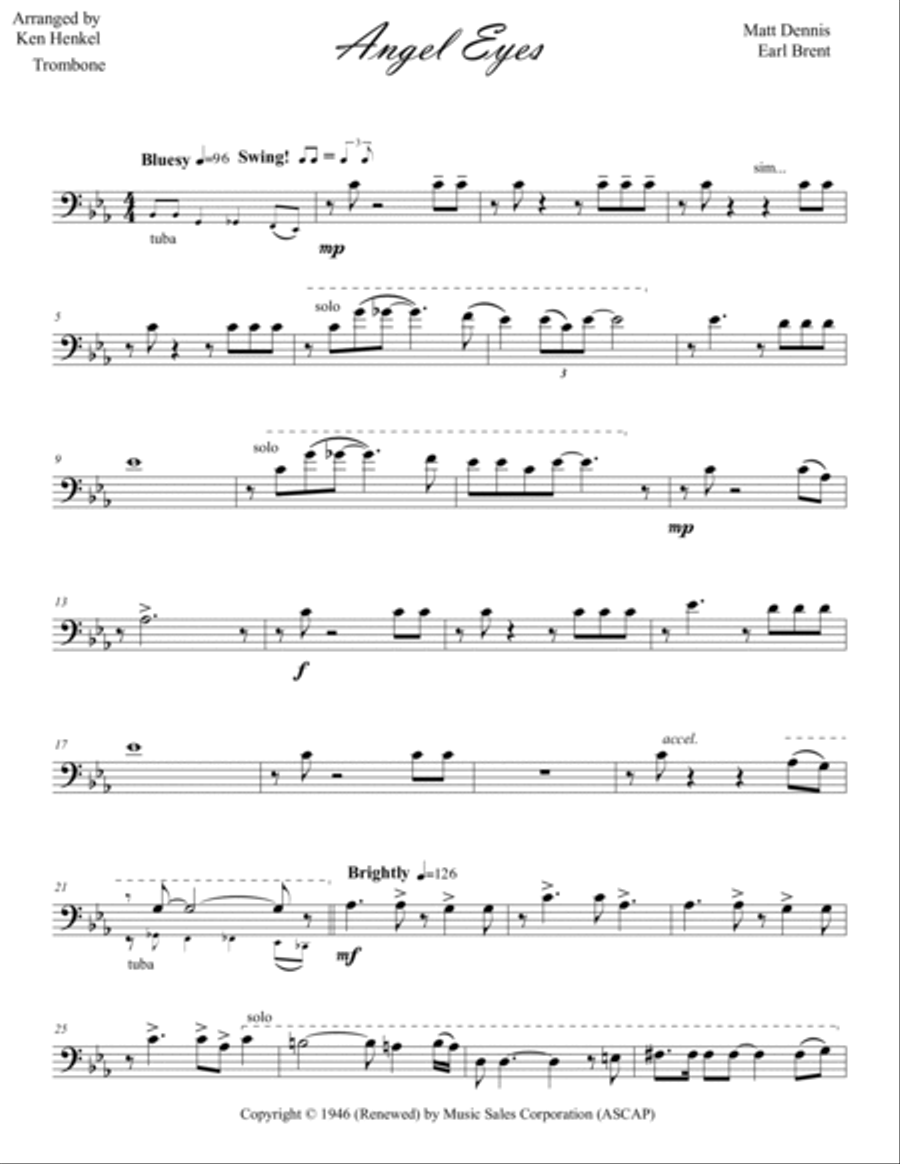 Angel Eyes Brass Quintet scores gallery preview page 5