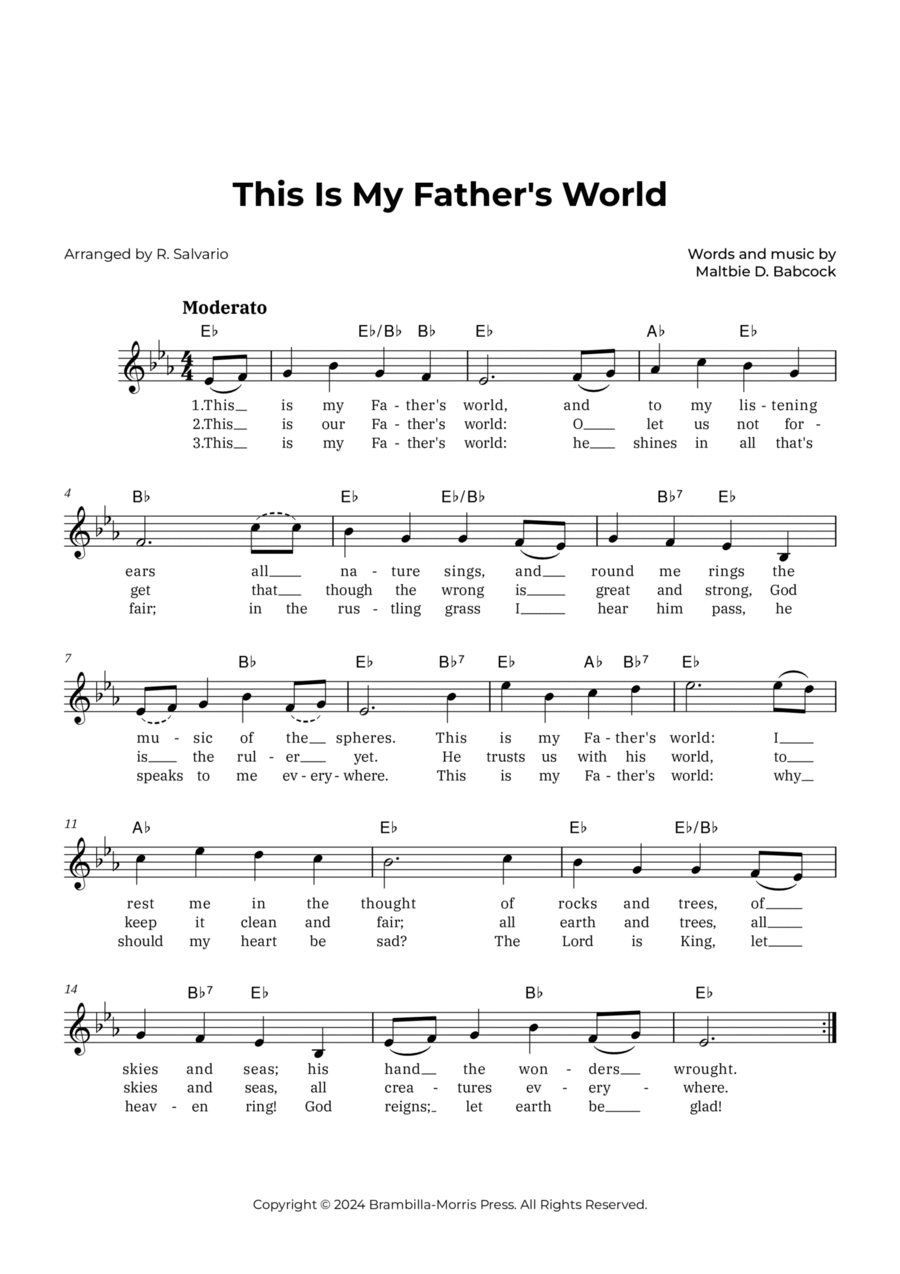 This Is My Father's World (Key of E-Flat Major) Piano scores gallery preview page 1
