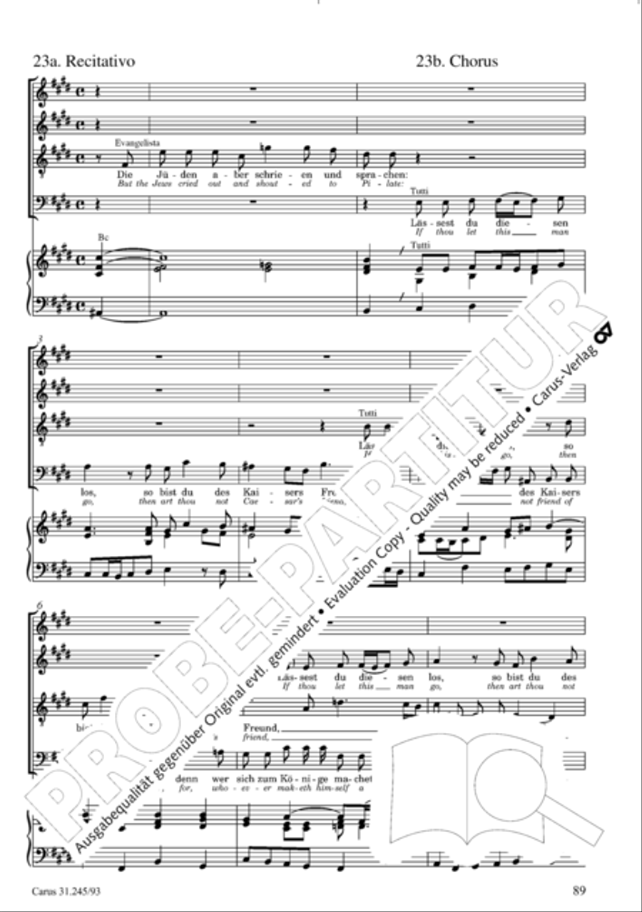 St. John Passion (Johannes-Passion) 4-Part scores gallery preview page 90