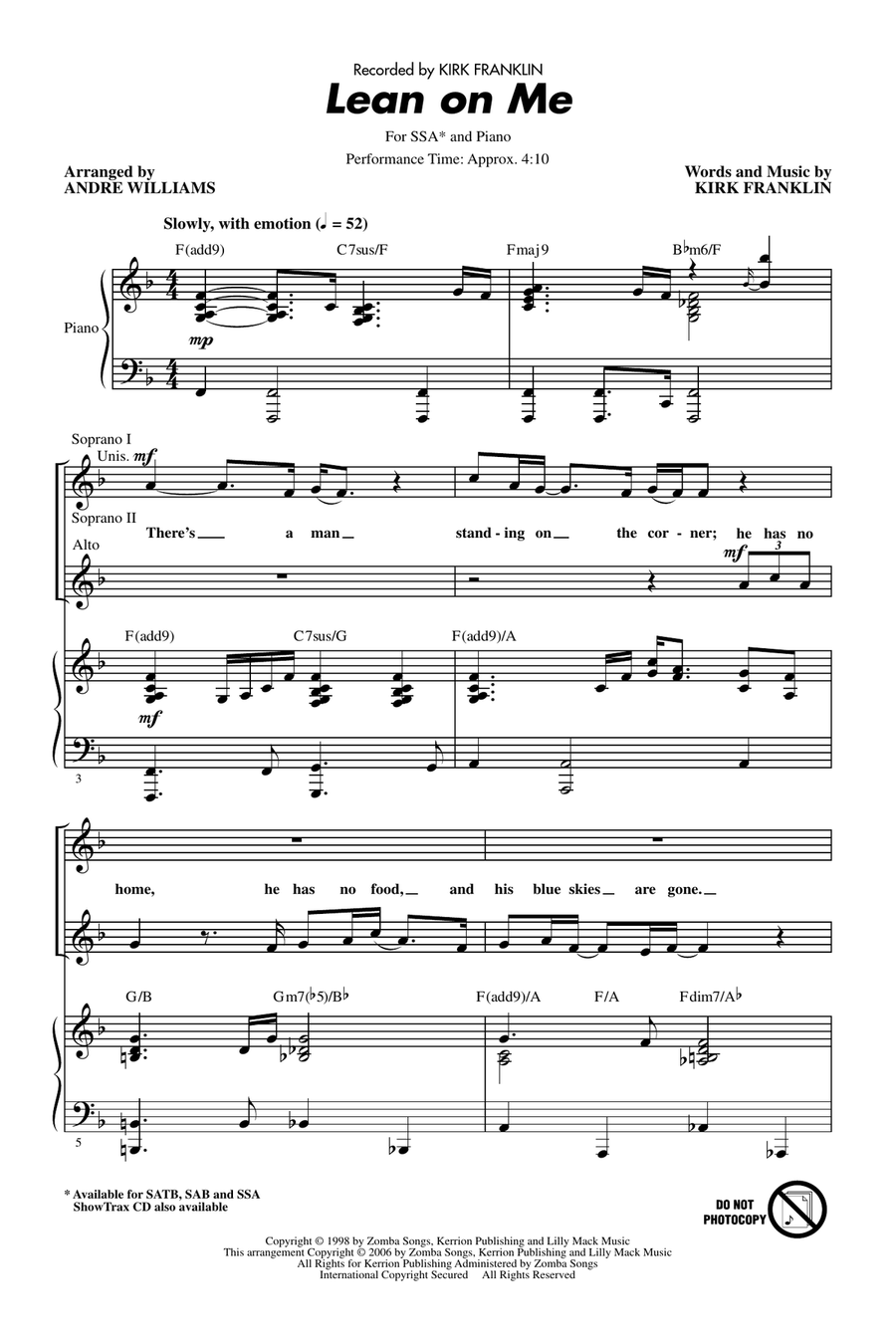 Lean On Me SSA scores gallery preview page 1