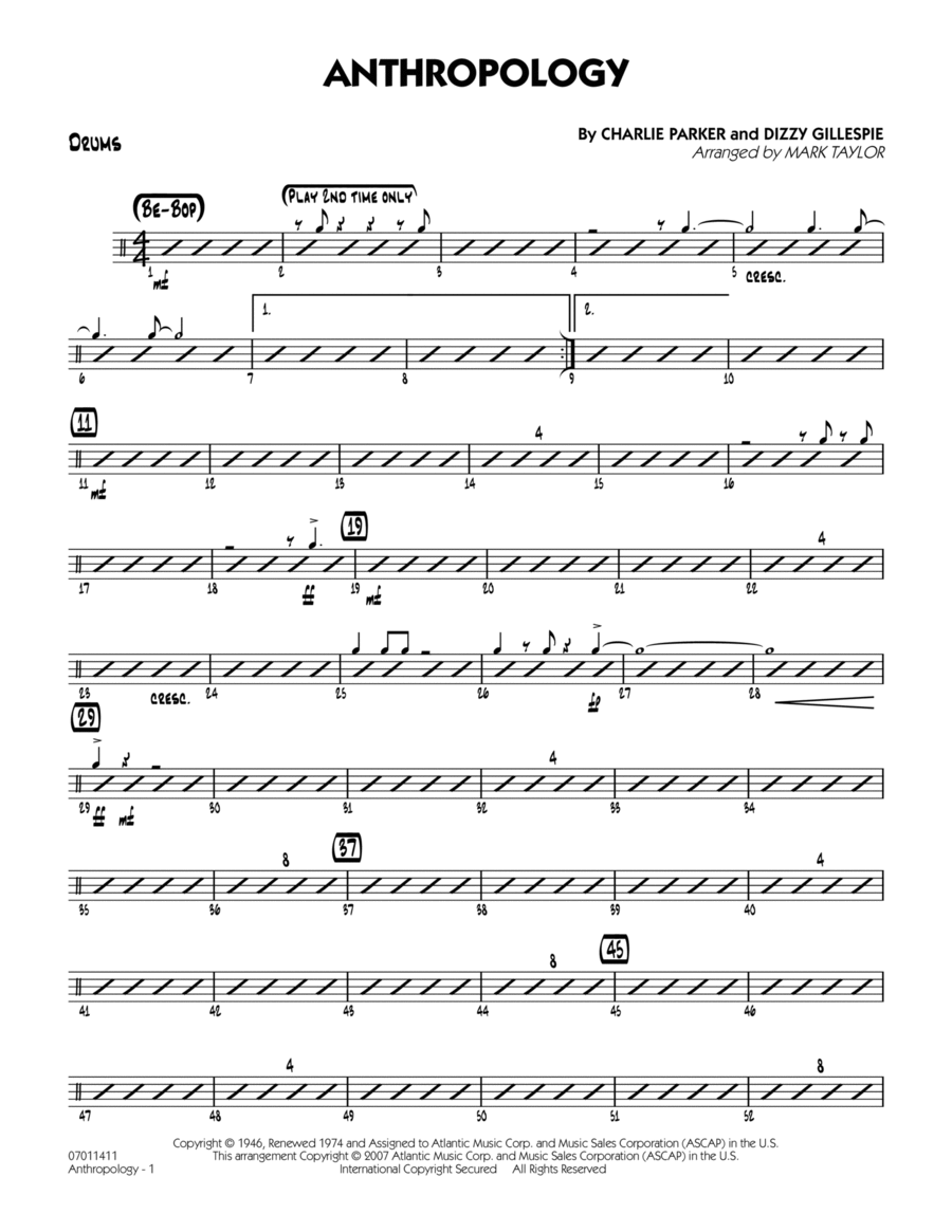 Anthropology - Drums Anthropology - Drums Drums scores gallery preview page 1