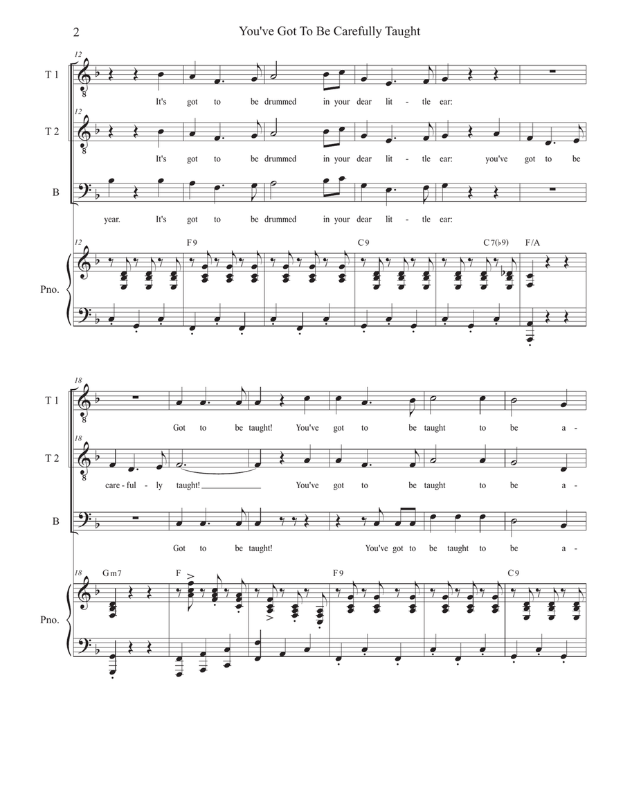 You've Got To Be Carefully Taught Piano, Vocal scores gallery preview page 2
