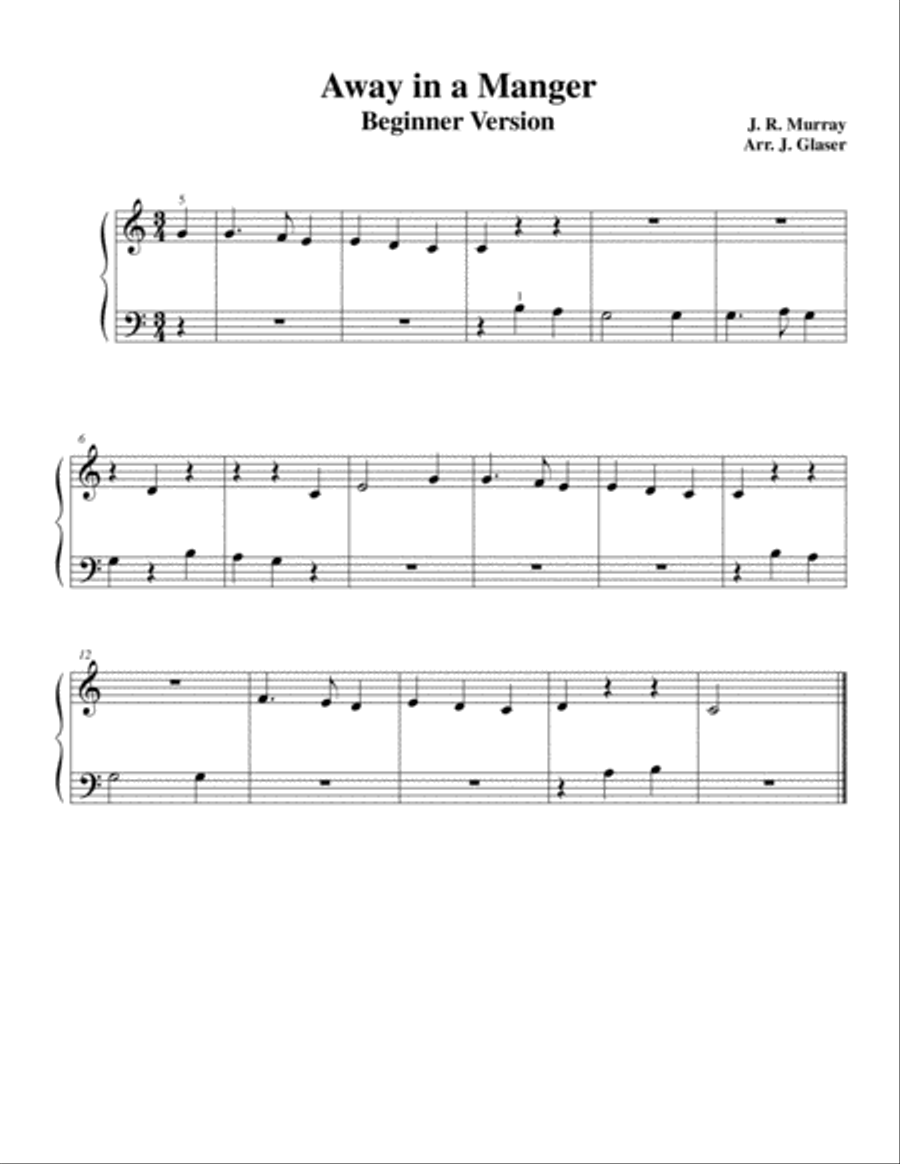 Away in a Manger Easy Piano scores gallery preview page 1