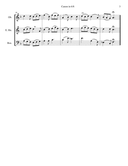 Canon in 6/8 for double reed trio (oboe, cor anglais, bassoon) image number null
