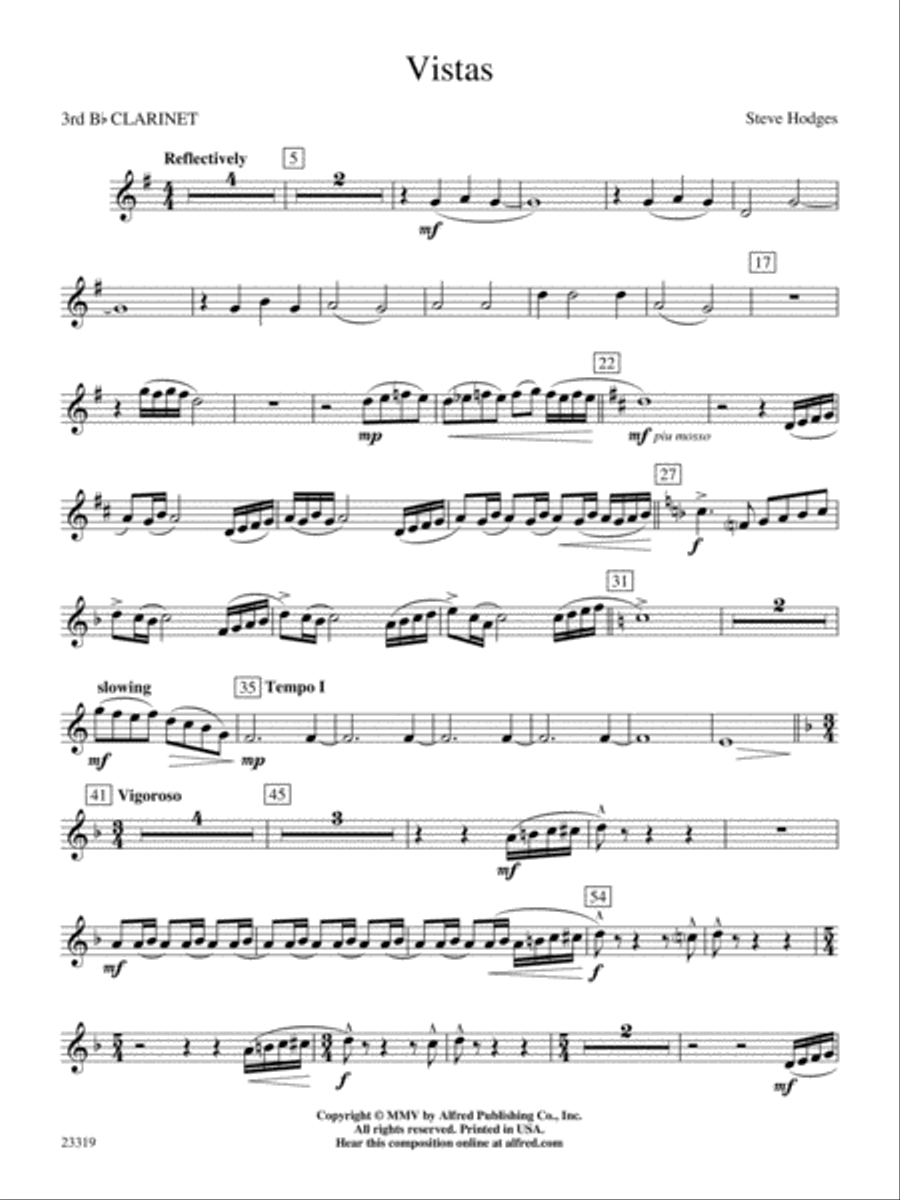Vistas: 3rd B-flat Clarinet Concert Band scores gallery preview page 1