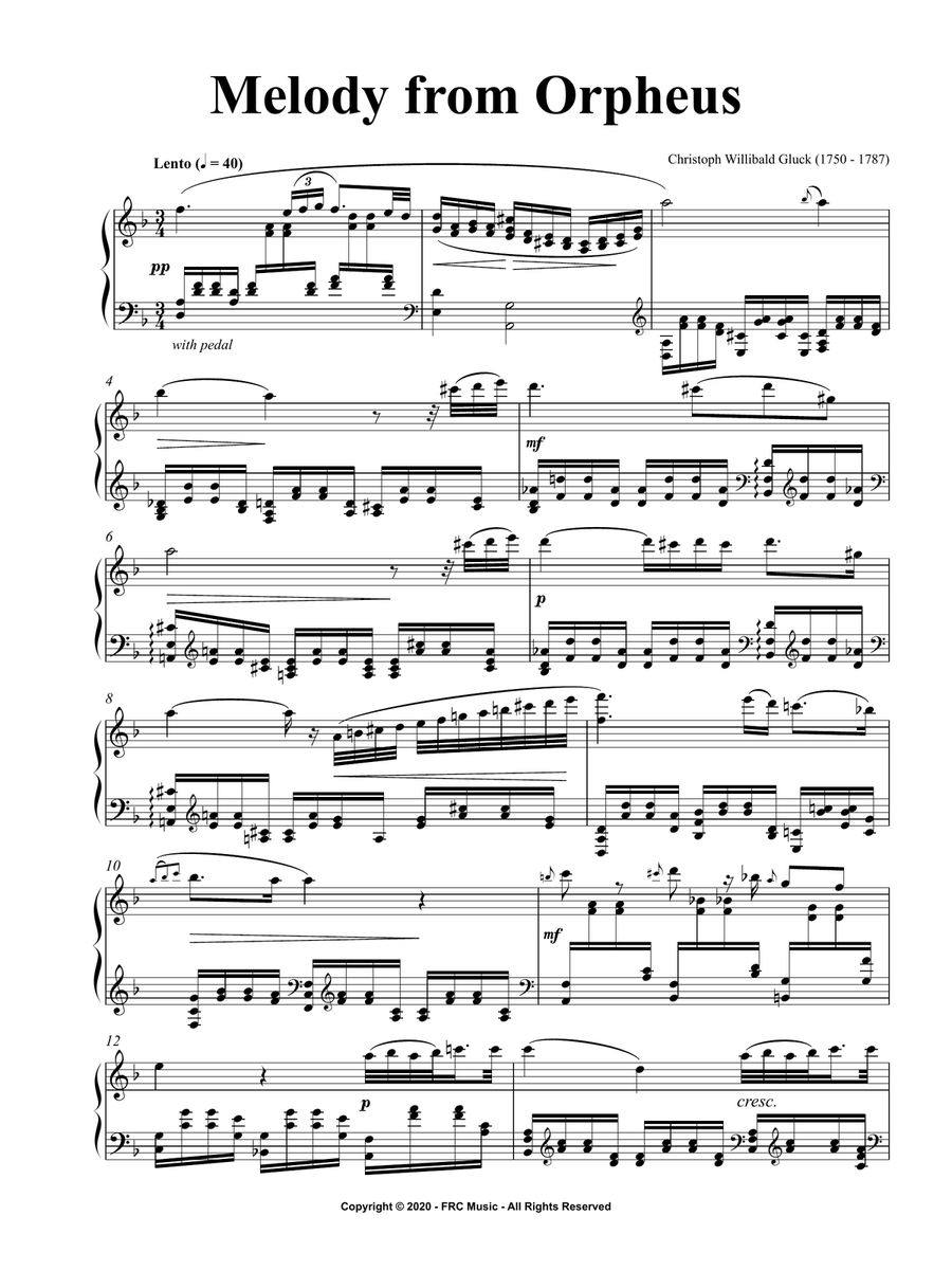 Gluck: Melody from Orpheus for Piano (As played by Yuja Wang) Piano Method scores gallery preview page 3