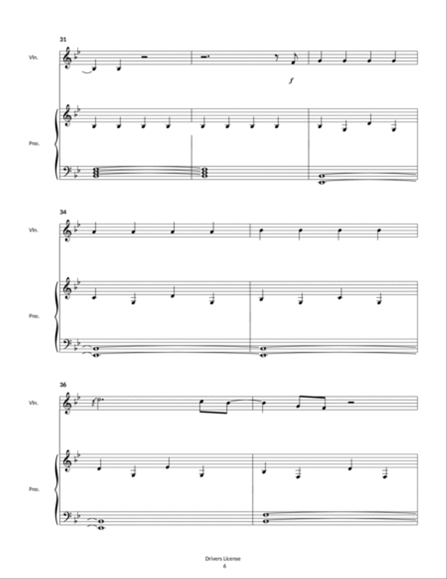 Drivers License Drivers License Violin Solo scores gallery preview page 6