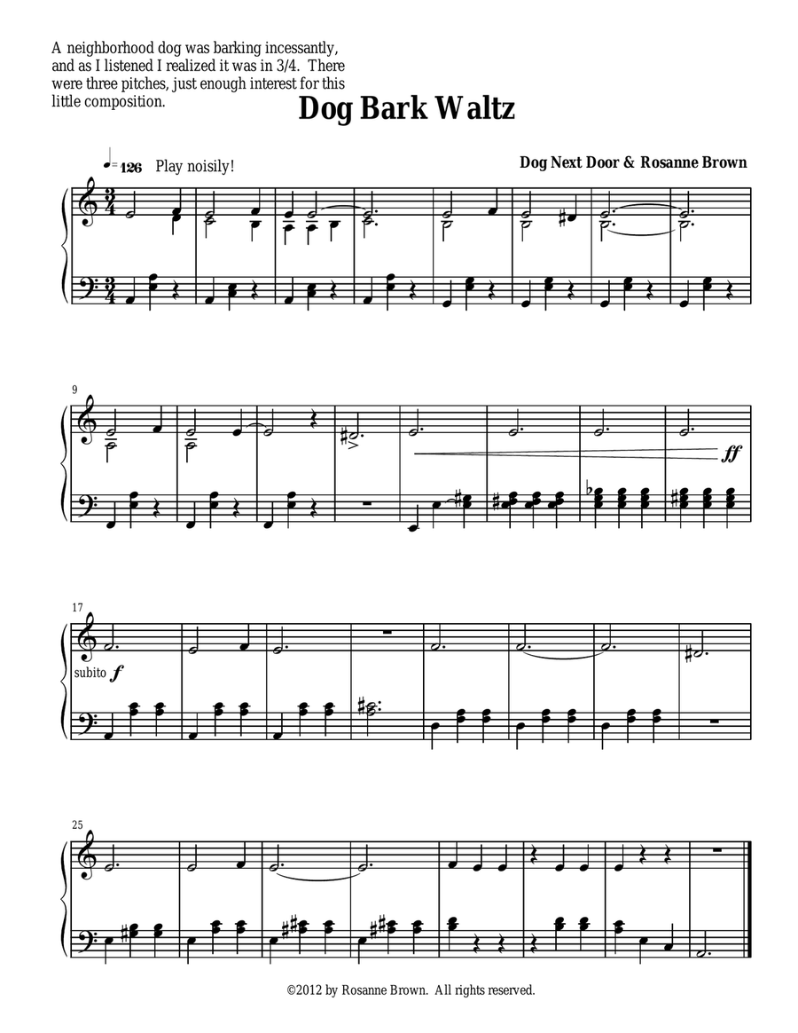 Dog Bark Waltz Piano Solo scores gallery preview page 1