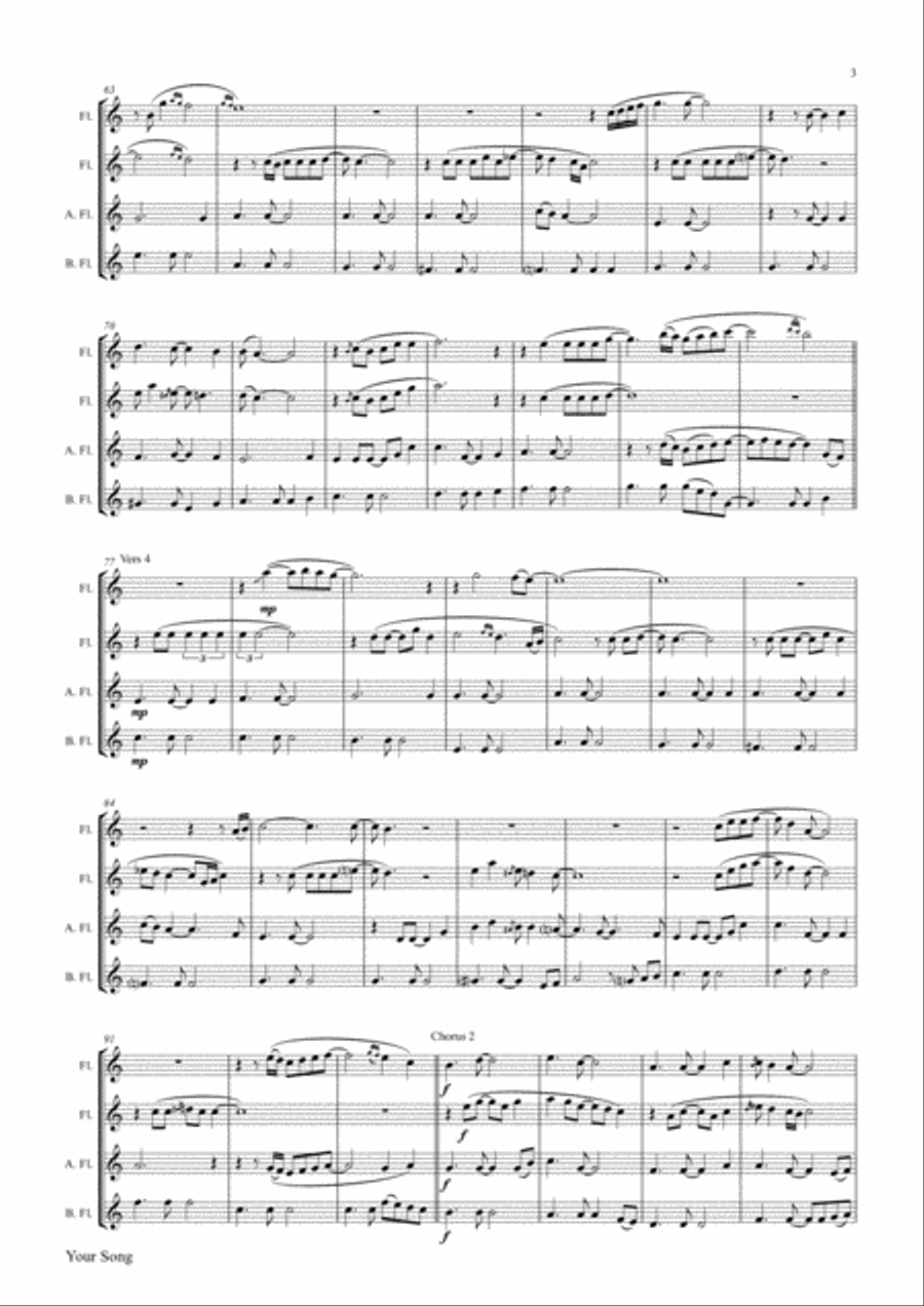 Your Song Flute Quartet scores gallery preview page 3