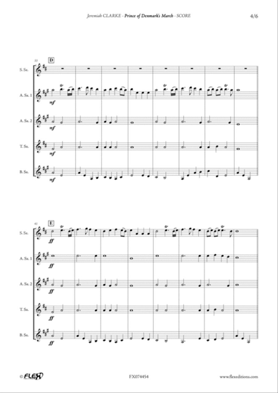 Prince of Denmark's March Saxophone Quintet scores gallery preview page 4