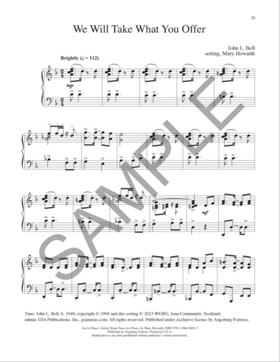 God of Hope: Global Hymn Tunes for Piano Piano Solo scores gallery preview page 10