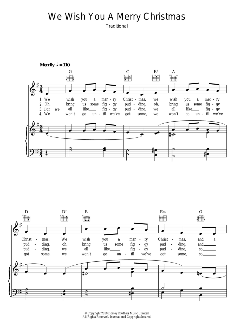 We Wish You A Merry Christmas Guitar scores gallery preview page 1