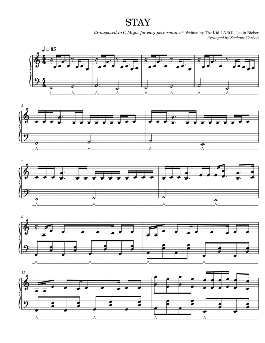 Stay Stay Piano Solo scores gallery preview page 1