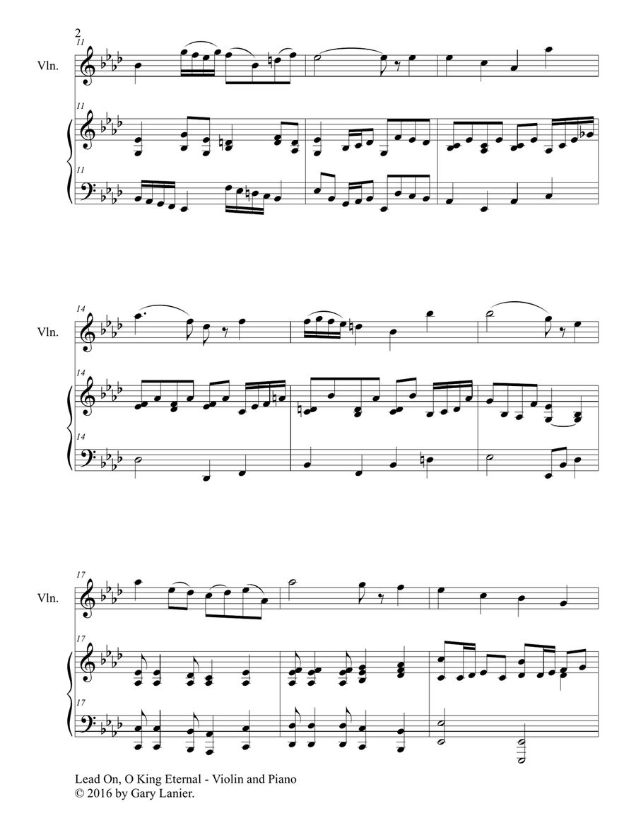 LEAD ON, O KING ETERNAL (Duet – Violin & Piano with Parts) Violin Solo scores gallery preview page 3