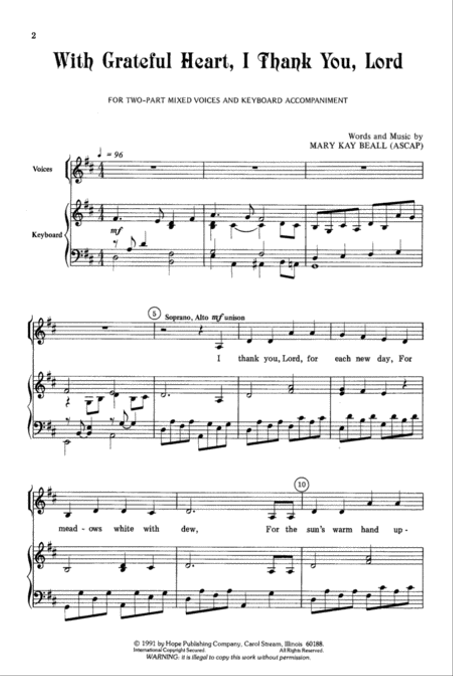 With Grateful Heart, I Thank You, Lord 2-Part scores gallery preview page 2