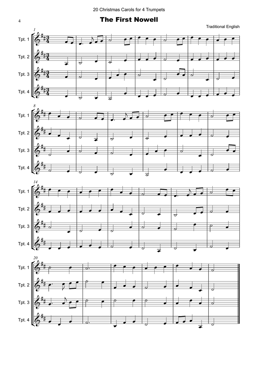 20 Favourite Christmas Carols for Trumpet Quartet Brass Ensemble scores gallery preview page 5