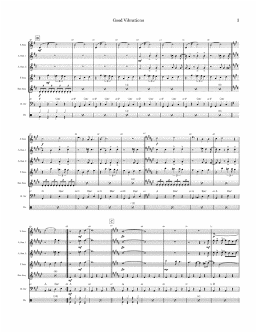 Good Vibrations Saxophone Quartet scores gallery preview page 3