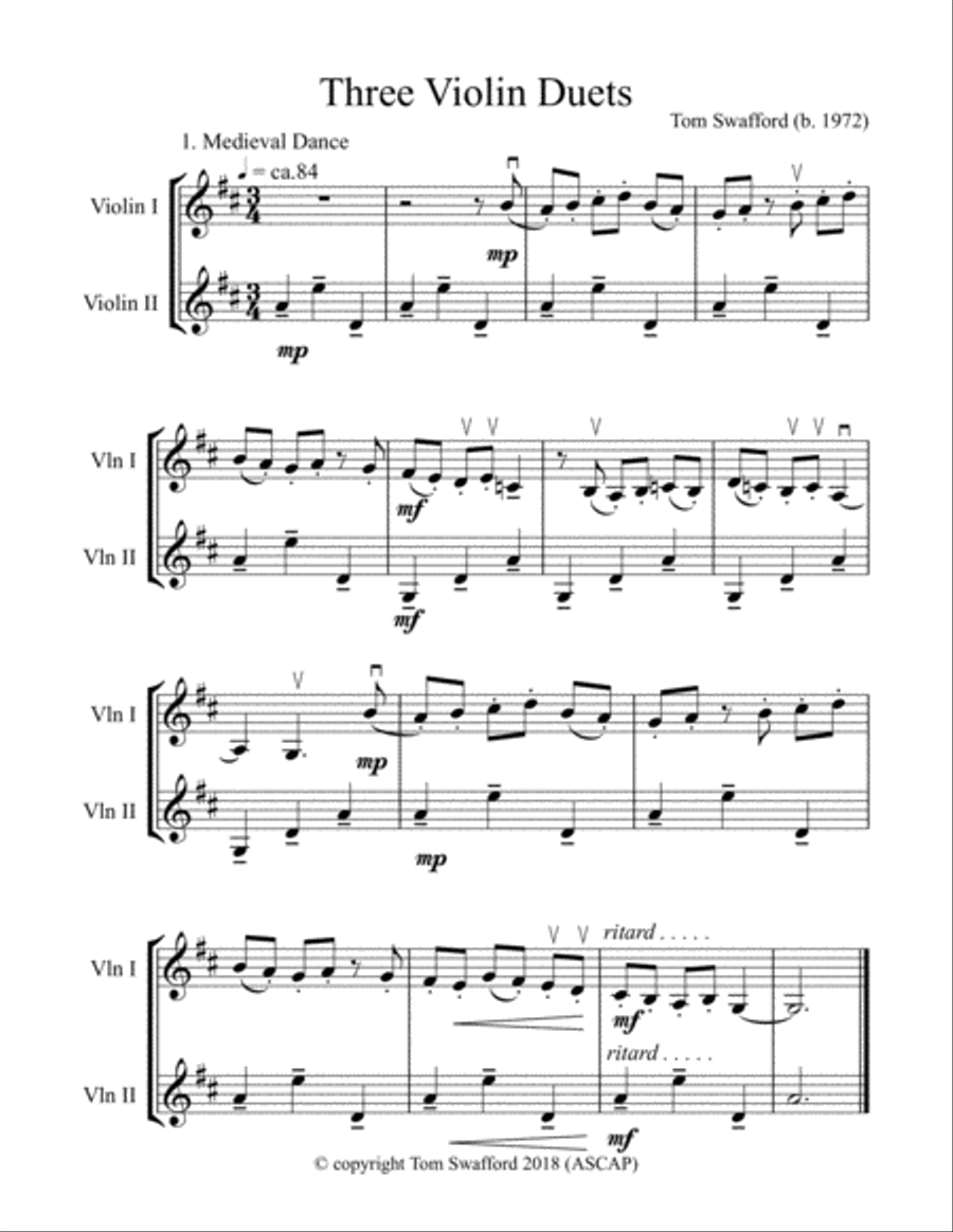 Three Violin Duets for Children String Duet scores gallery preview page 3