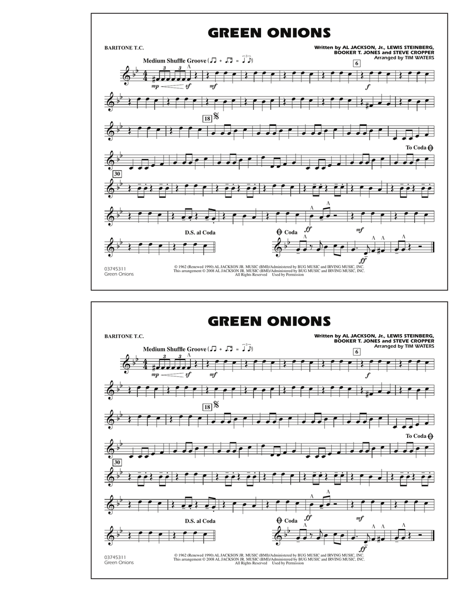 Green Onions - Baritone T.C. Marching Band scores gallery preview page 1