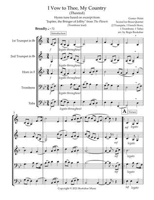 Book cover for I Vow to Thee, My Country (Thaxted) (Bb) (Brass Quintet - 2 Trp, 1 Hrn, 1 Trb, 1 Tuba) (Trombone lea