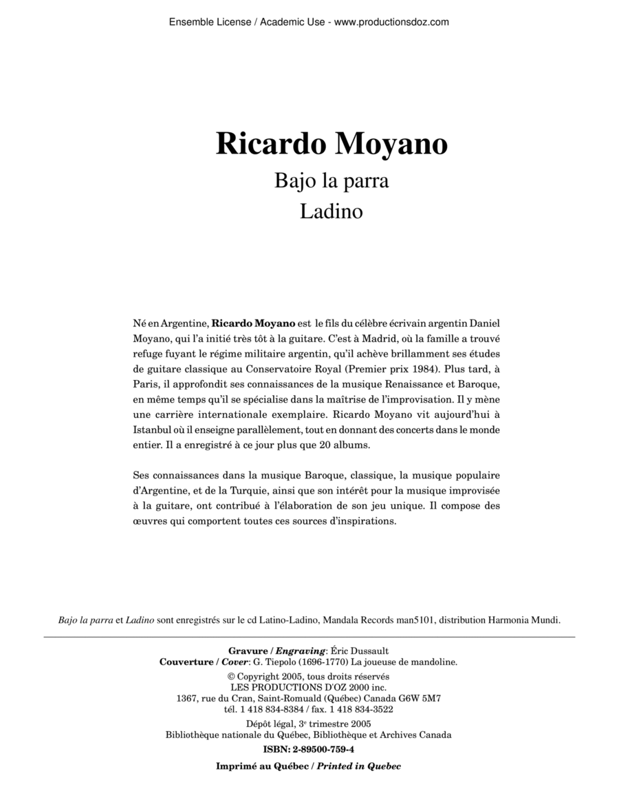 Bajo la parra, Ladino Bajo la parra, Ladino Classical Guitar scores gallery preview page 1