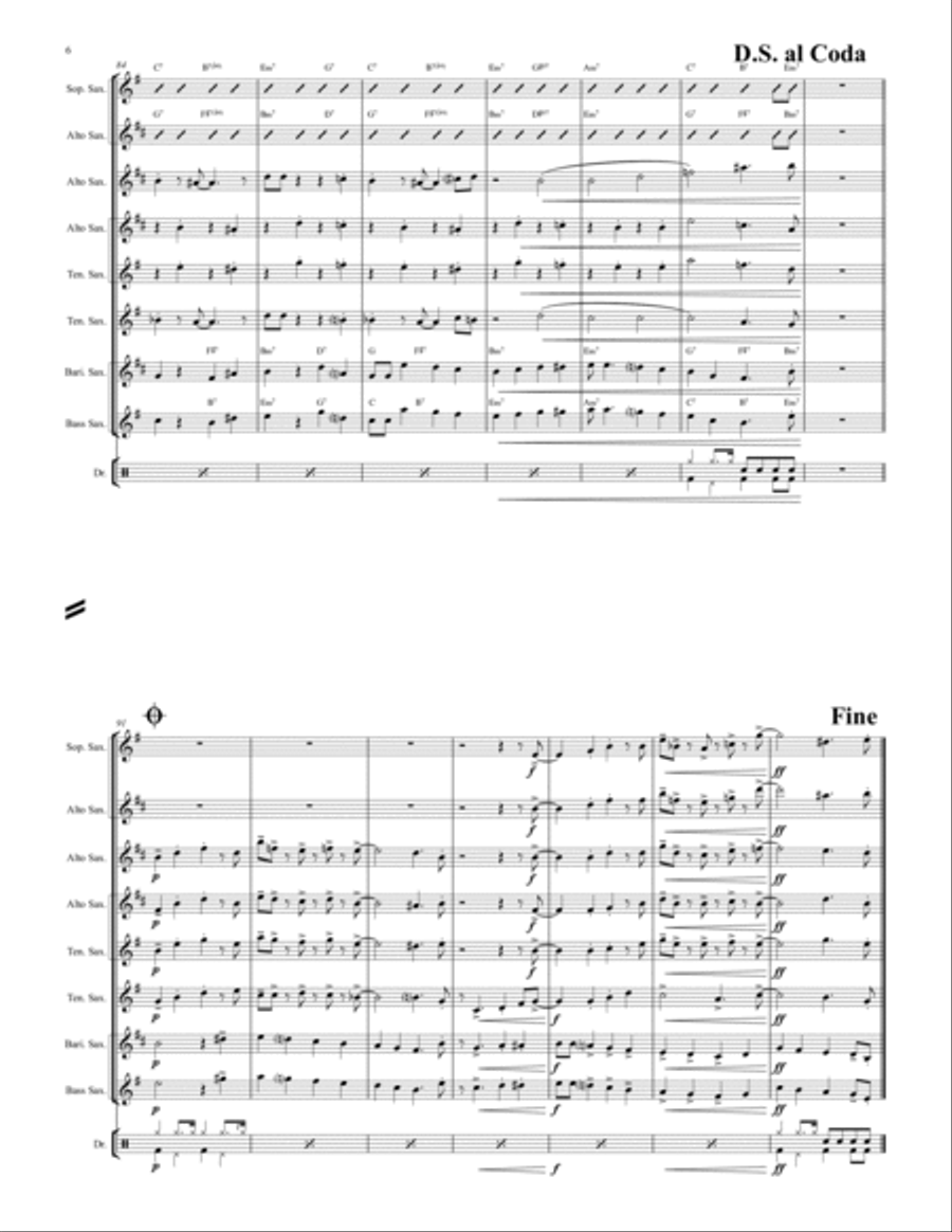 Clinch at midnight - Charleston/Two Step - Saxophone Quintet Saxophone Quintet scores gallery preview page 6