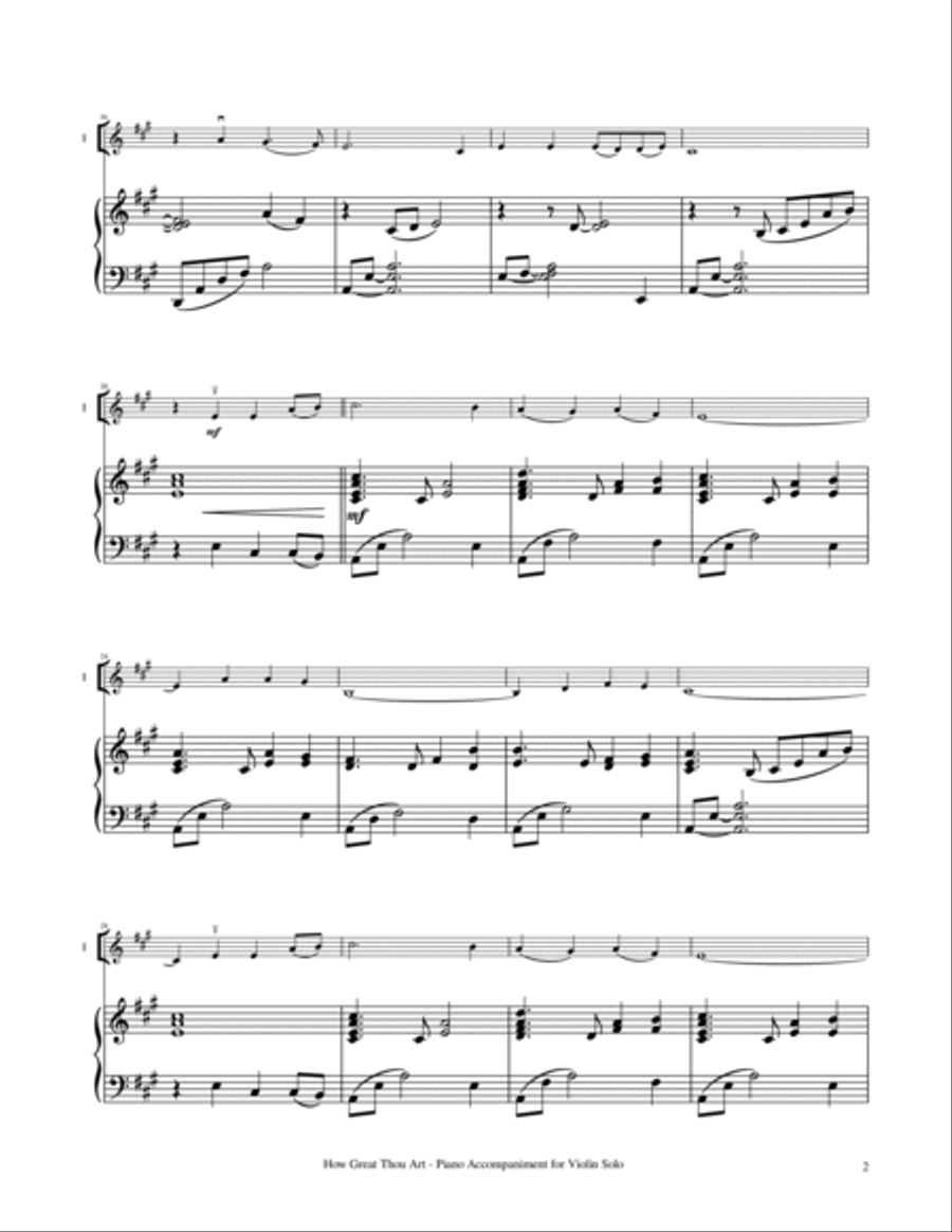 How Great Thou Art - Violin Solo with Piano Accompaniment Violin Solo scores gallery preview page 3