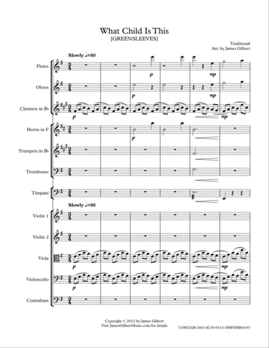 What Child Is This (Greensleeves) Full Orchestra scores gallery preview page 1