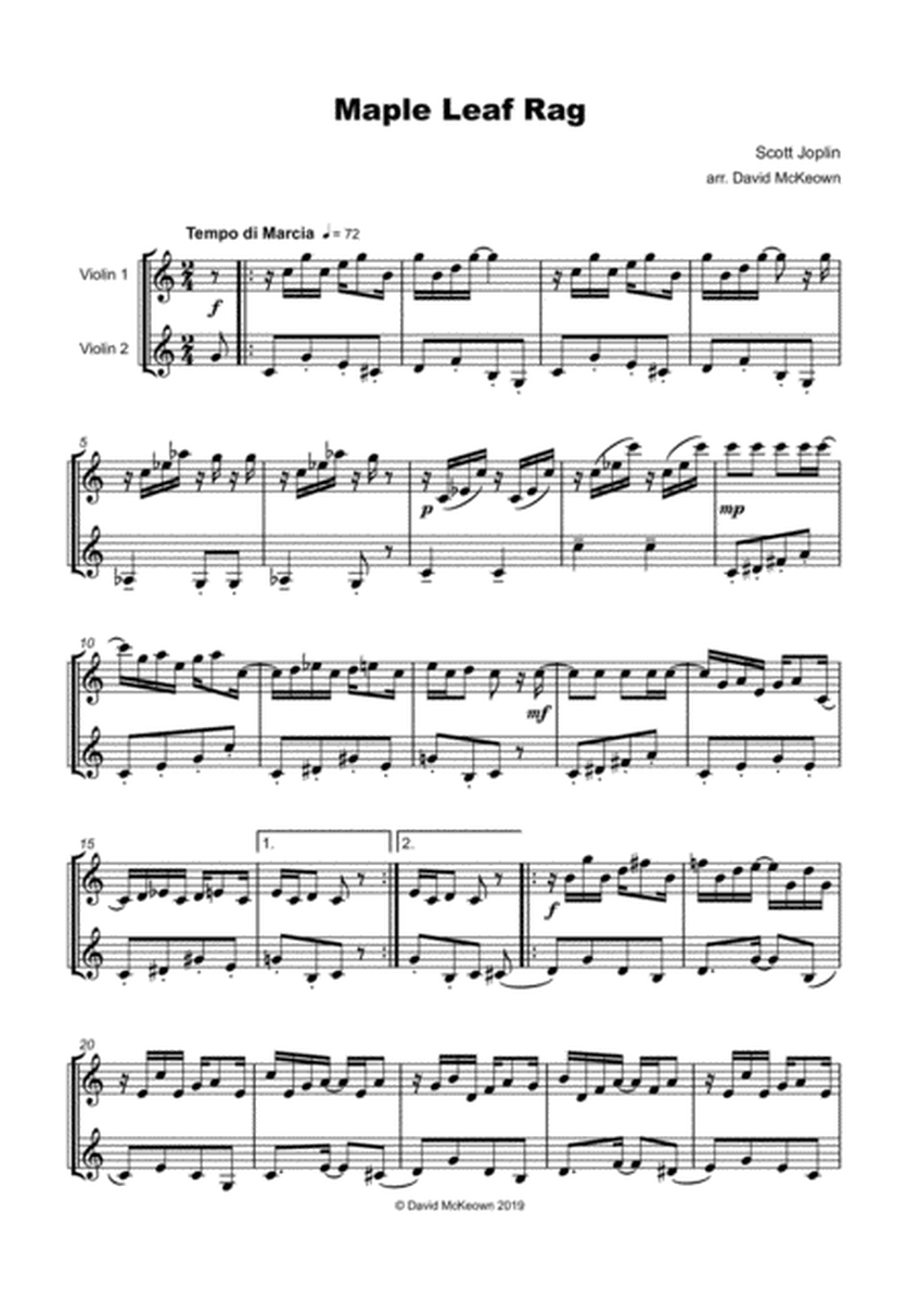 Maple Leaf Rag, by Scott Joplin, Violin Duet